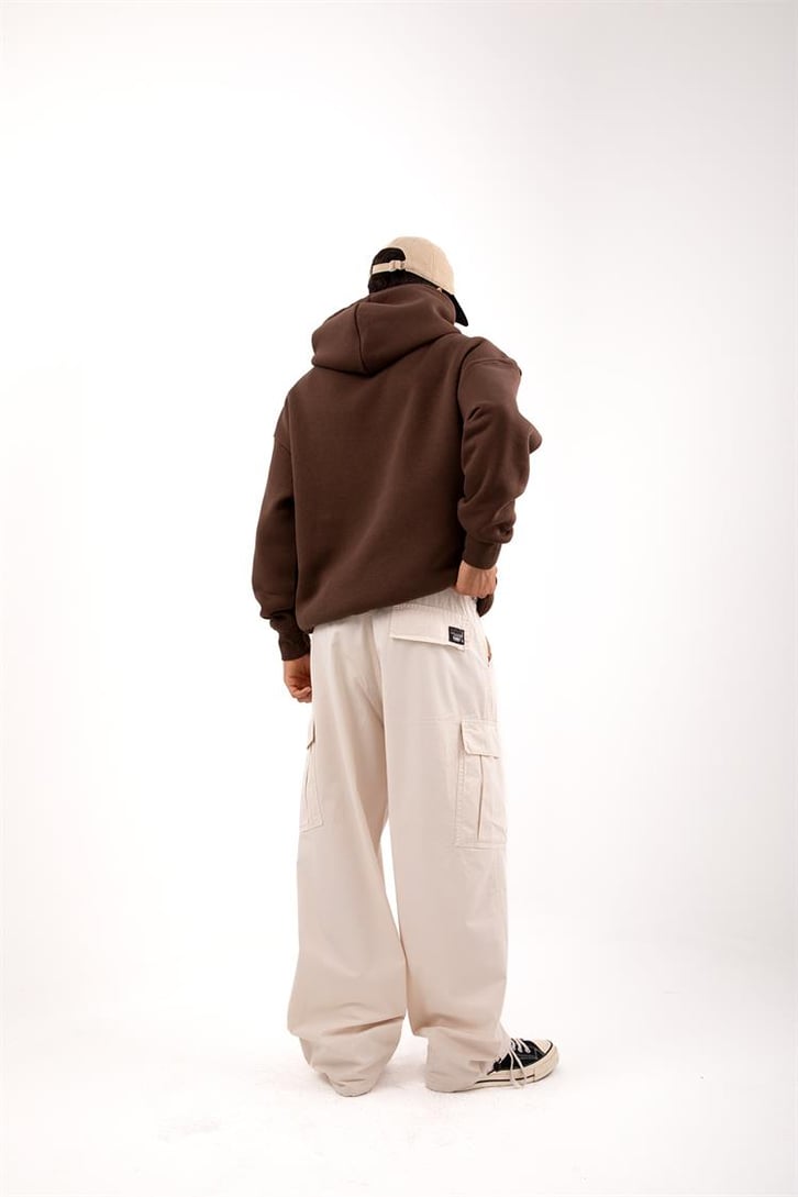 Basic Relax Fit Beyaz Hoodie