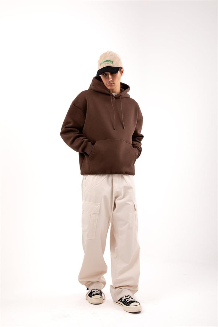 Basic Relax Fit Beyaz Hoodie