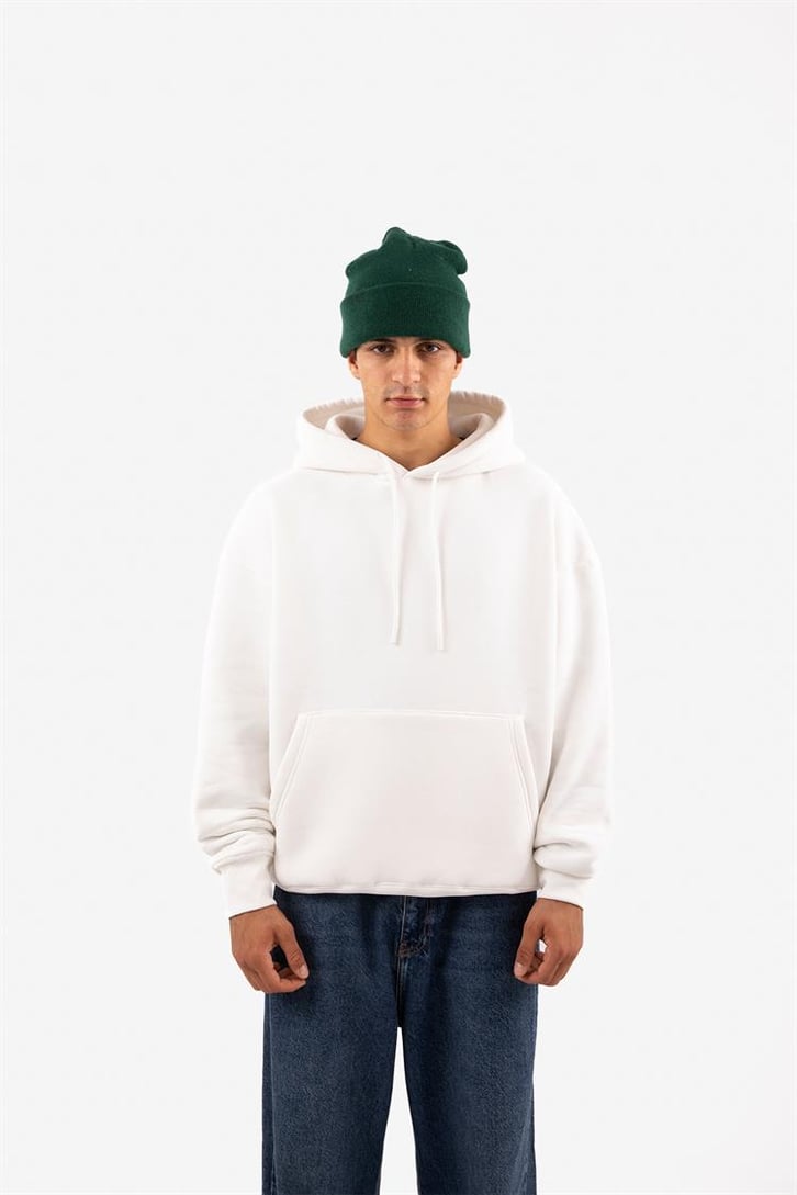 Basic Relax Fit Beyaz Hoodie