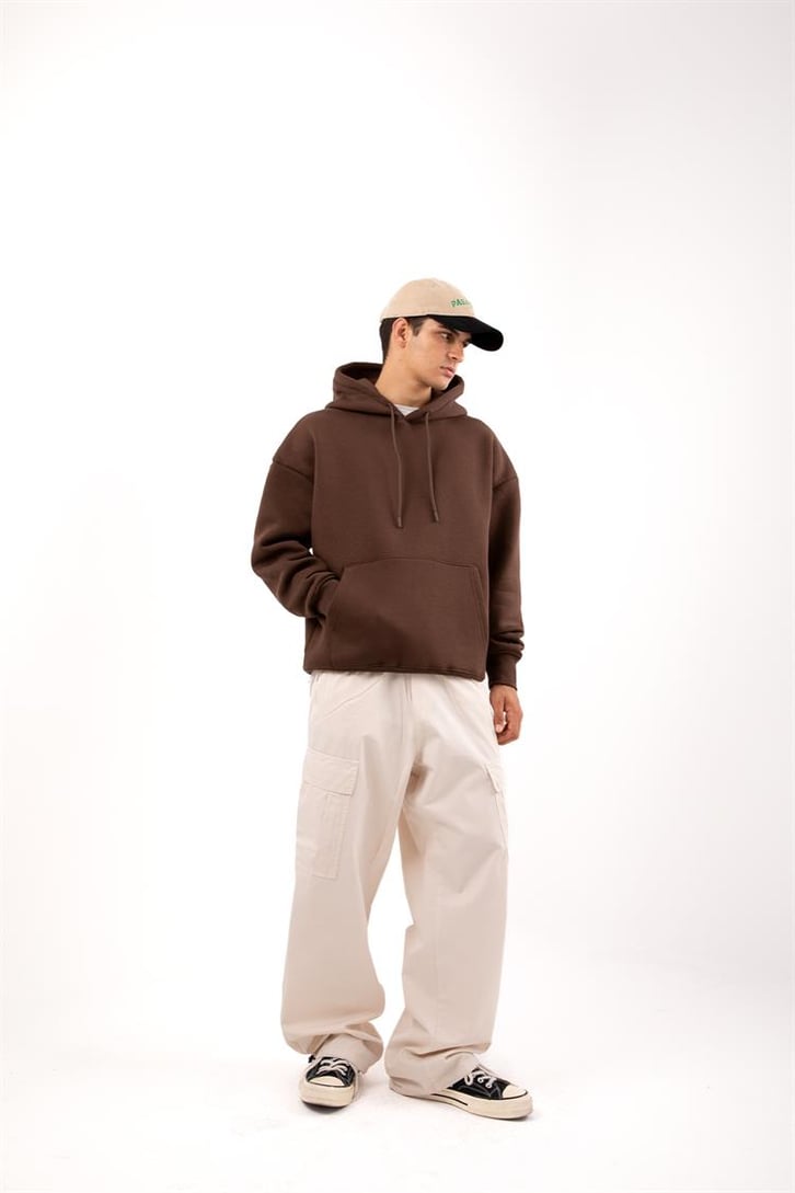Basic Relax Fit Beyaz Hoodie