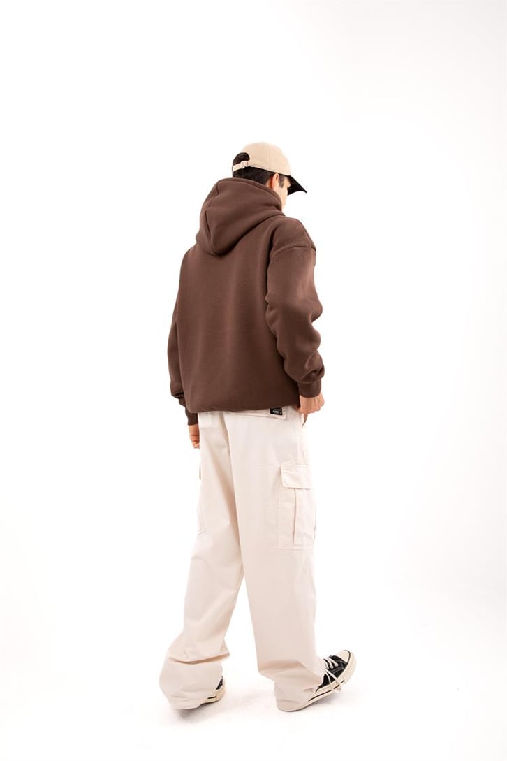 Basic Relax Fit Beyaz Hoodie