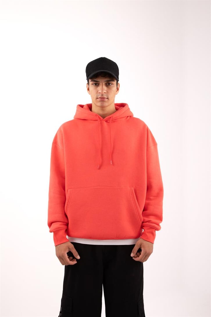 Basic Relax Fit Kırmızı Hoodie