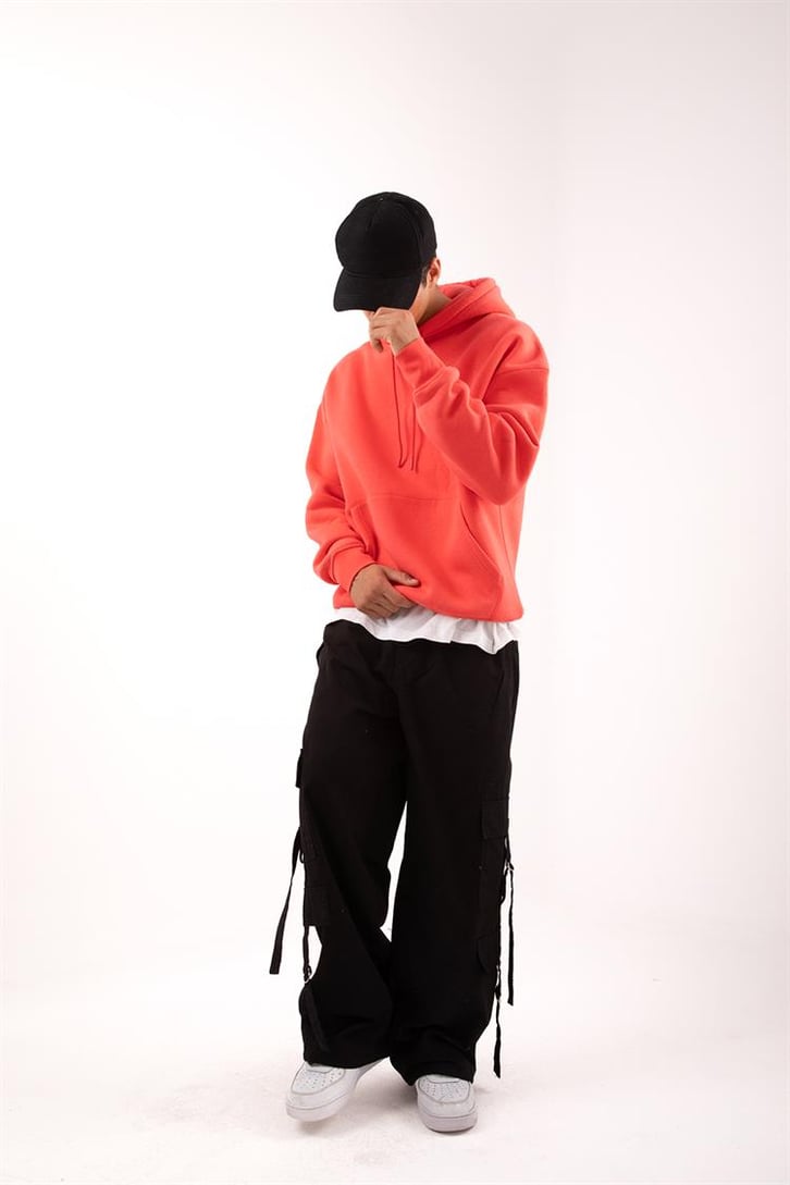 Basic Relax Fit Kırmızı Hoodie