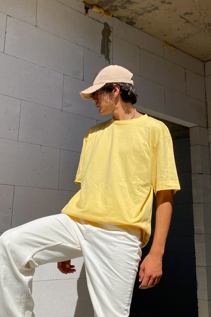 Basic Sarı Oversize Tshirt