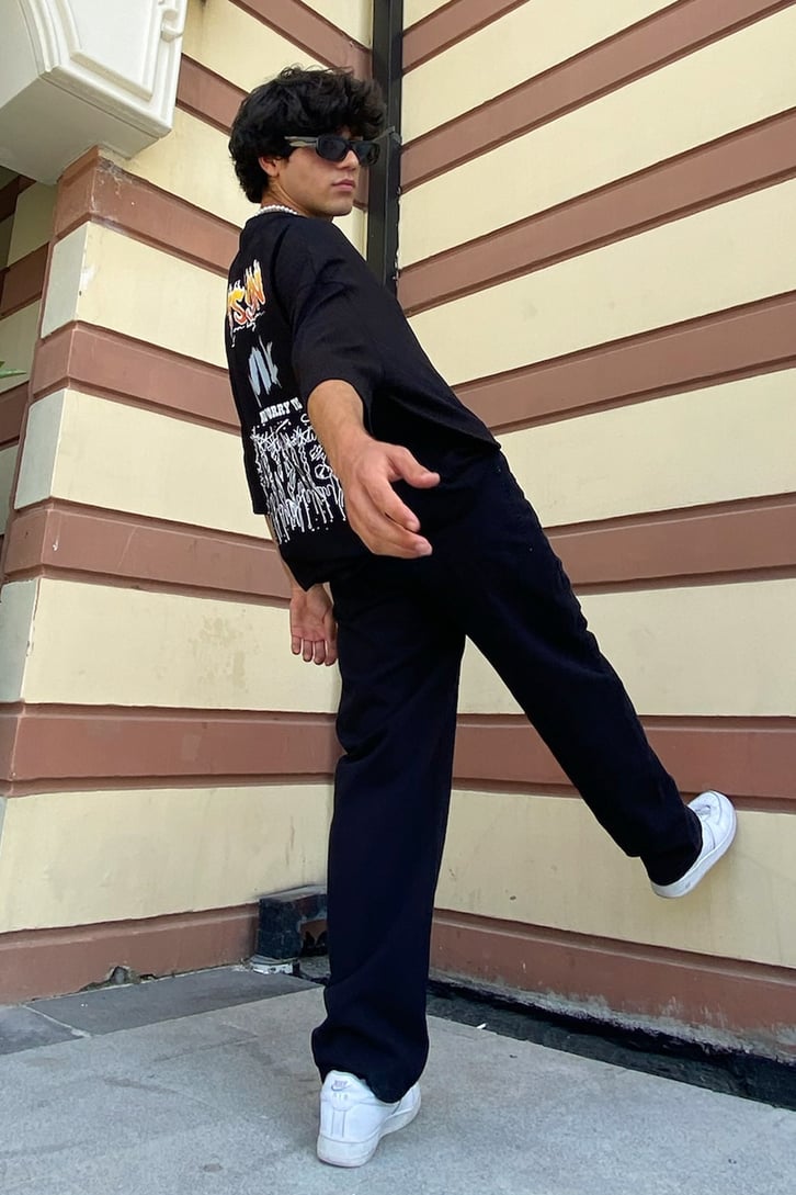 Basic Siyah Baggy Jean
