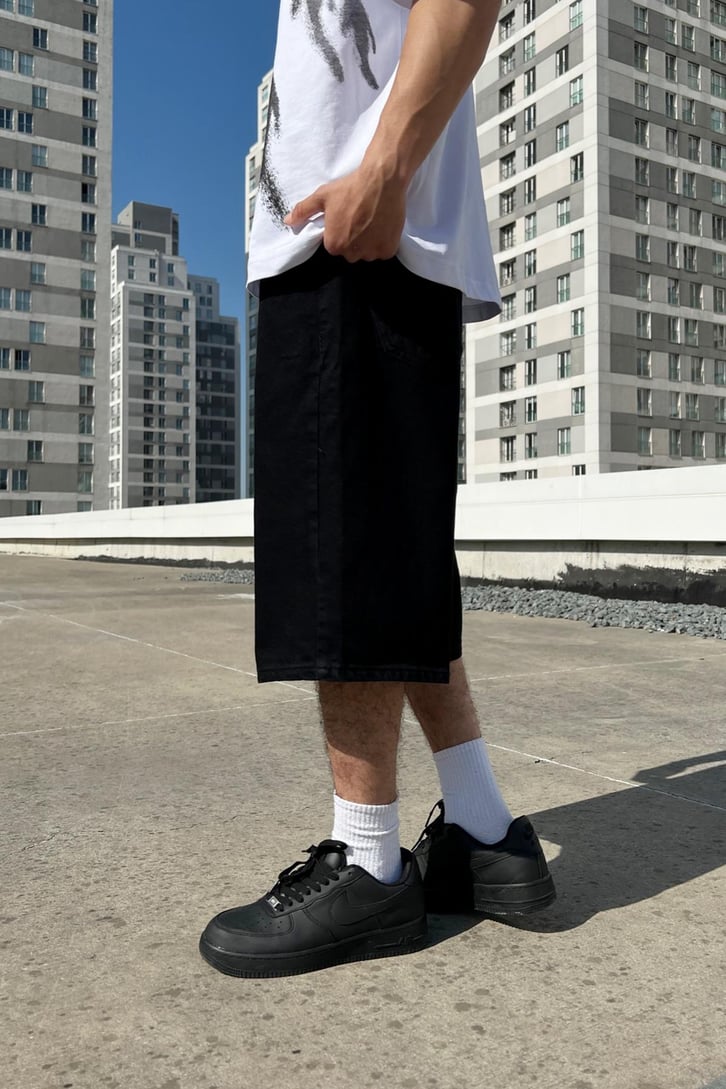 Basic Siyah Baggy Şort
