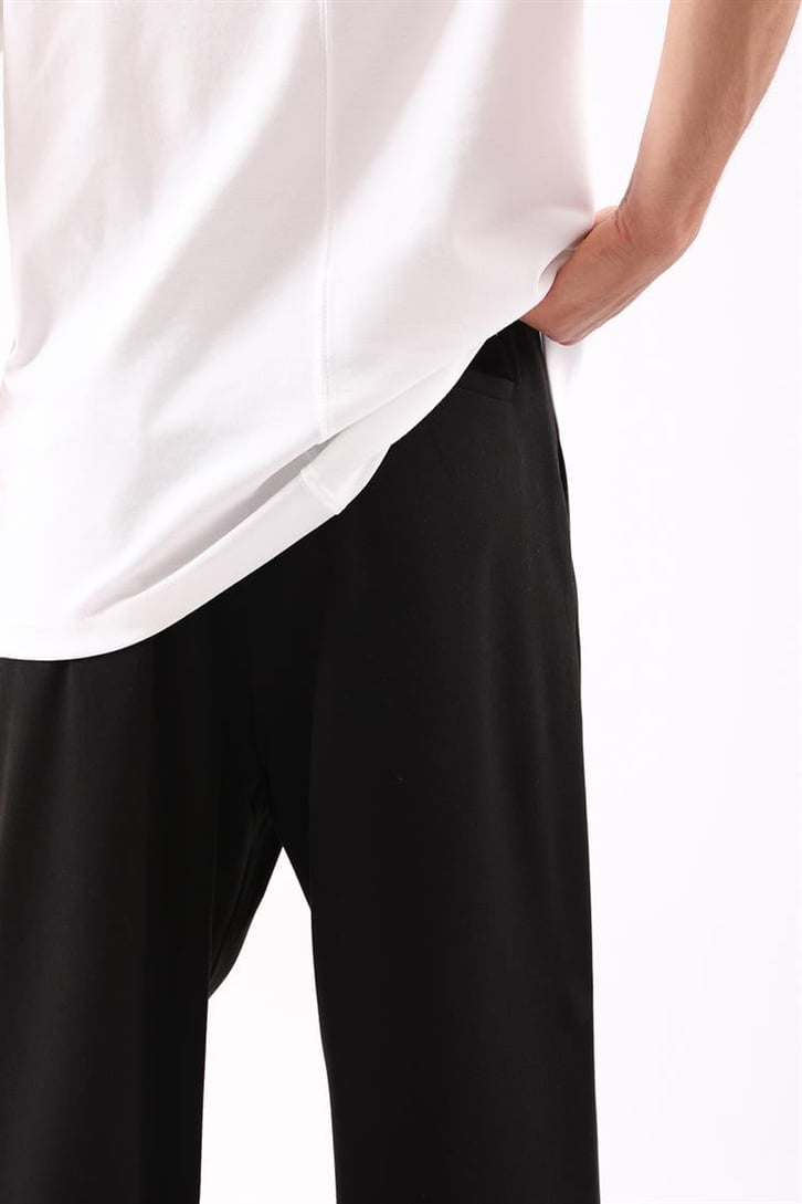 Basic Siyah Beli Pileli Baggy Kumaş Pantolon