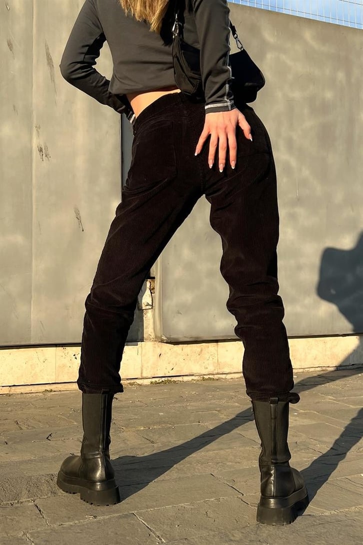 Basic Siyah Kadife Pantolon