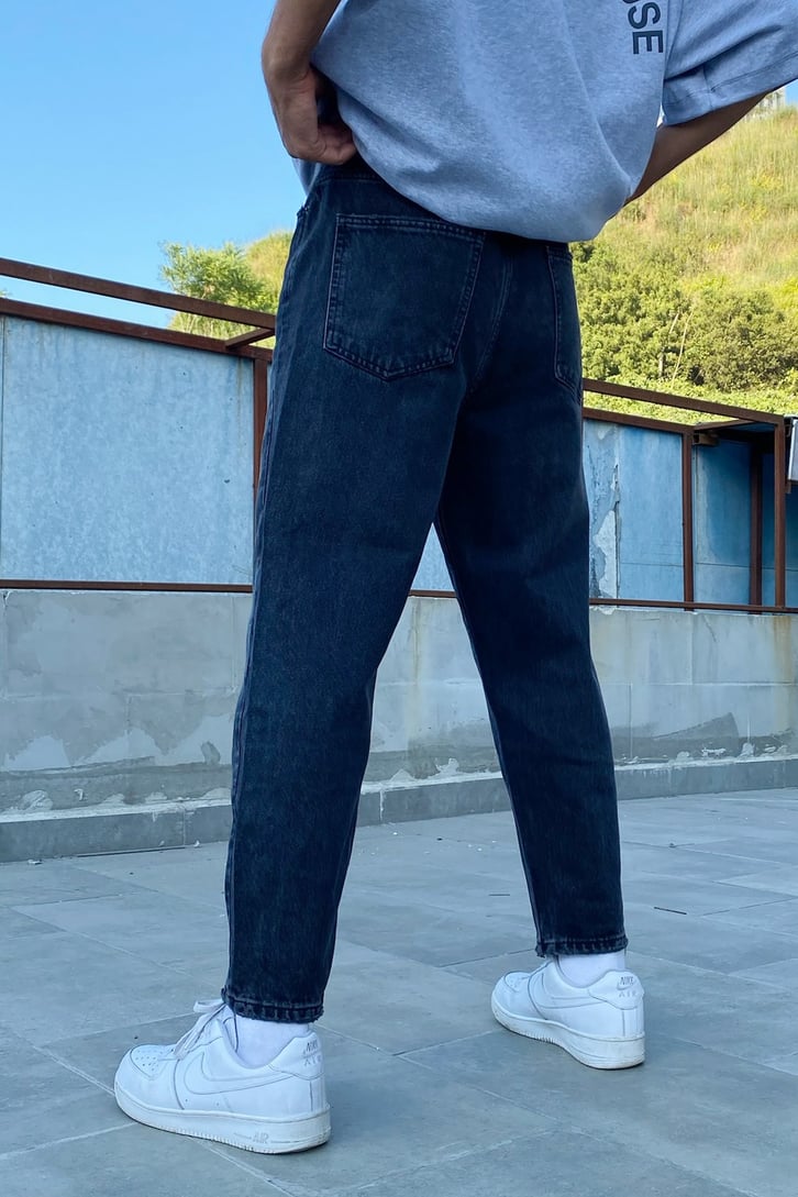 Basic Siyah Mom Fit Jean