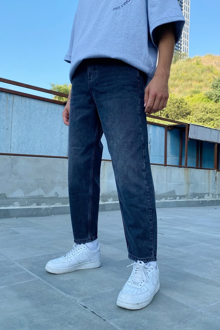 Basic Siyah Mom Fit Jean