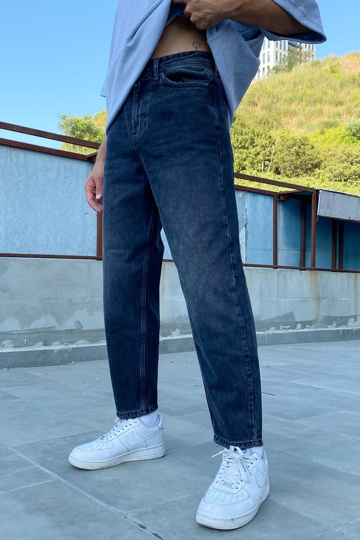 Basic Siyah Mom Fit Jean
