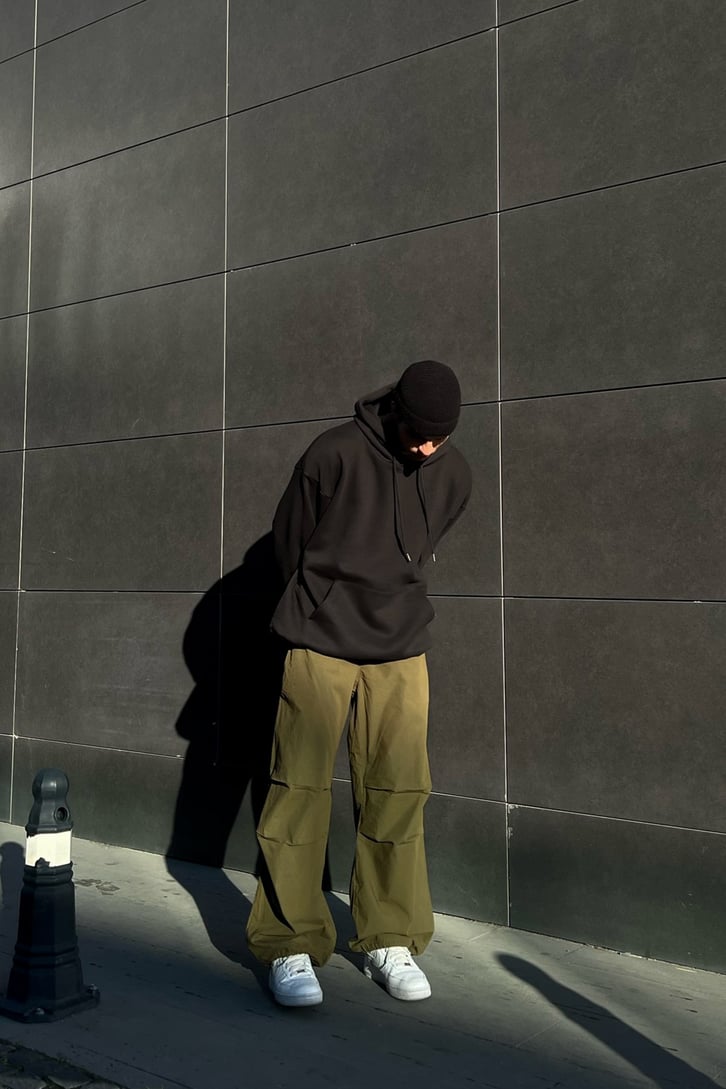 Basic Siyah Oversize Hoodie