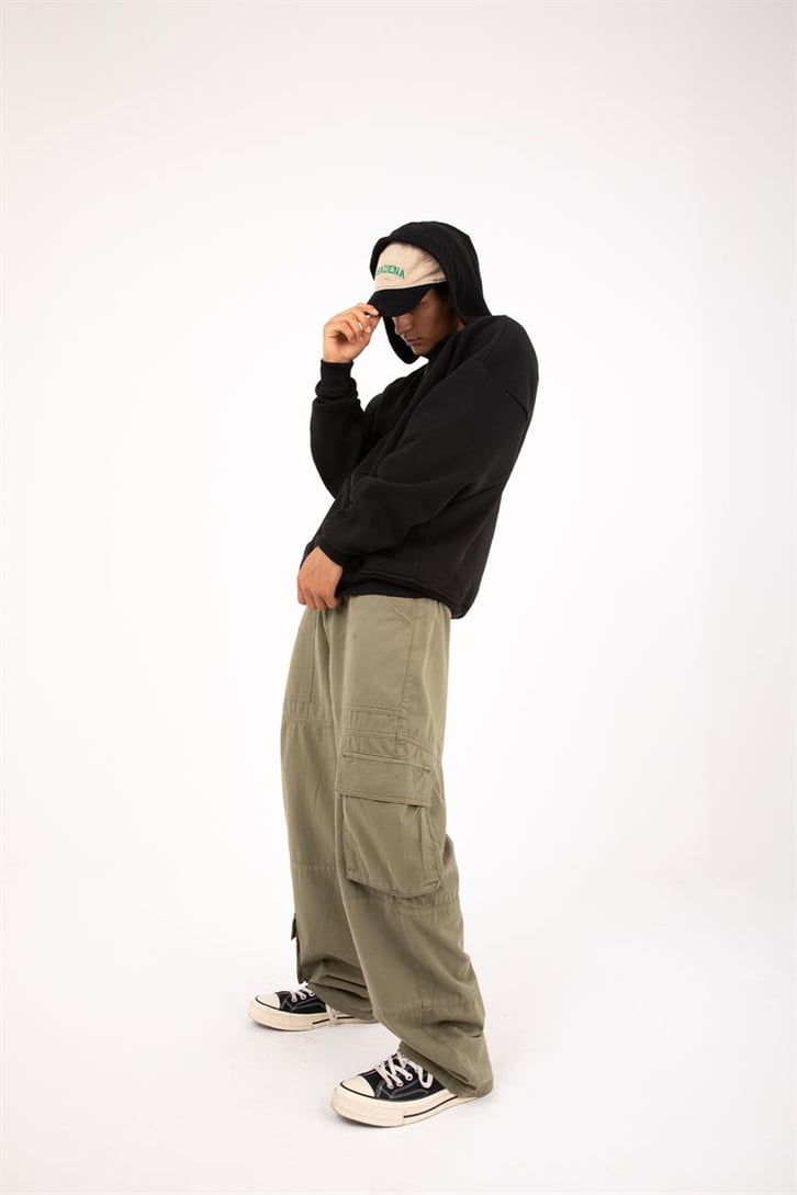 Basic Siyah Oversize Zip Hoodie