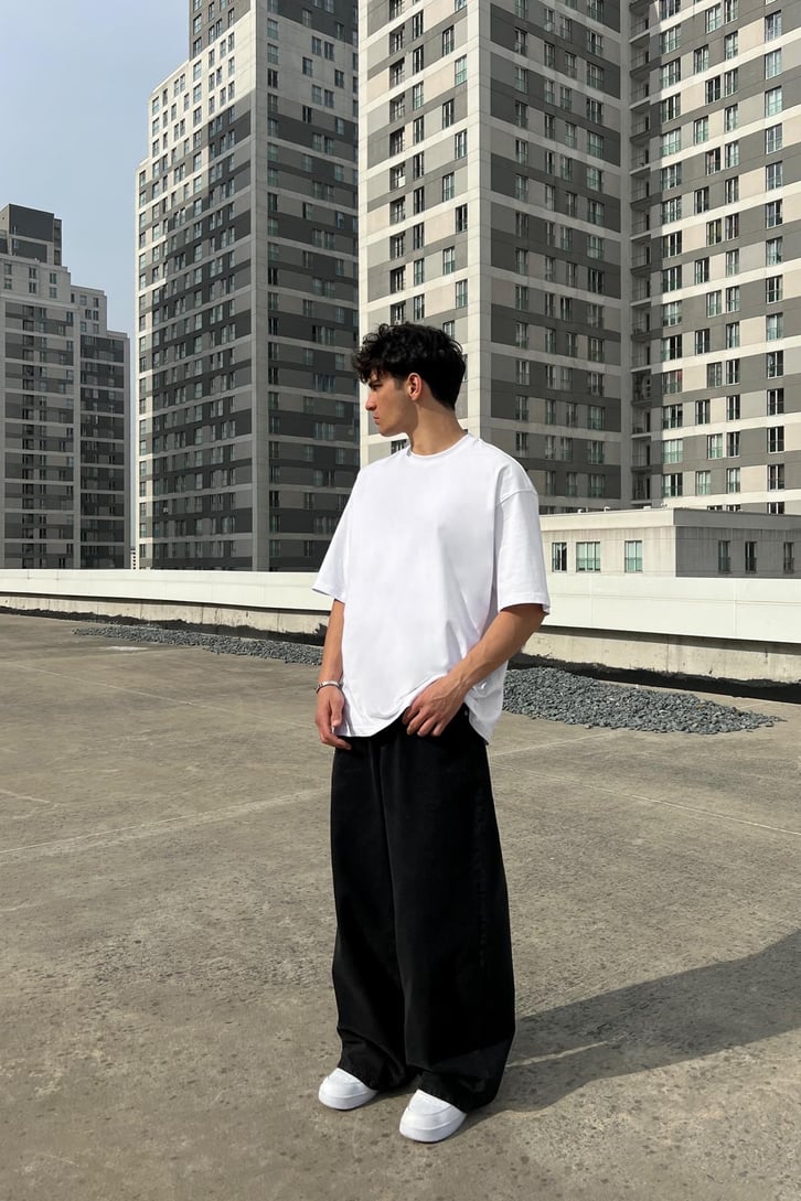 Basic Siyah Super Baggy Jean