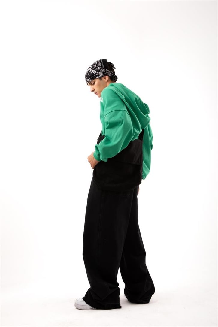 Basic Siyah Super Baggy Jean