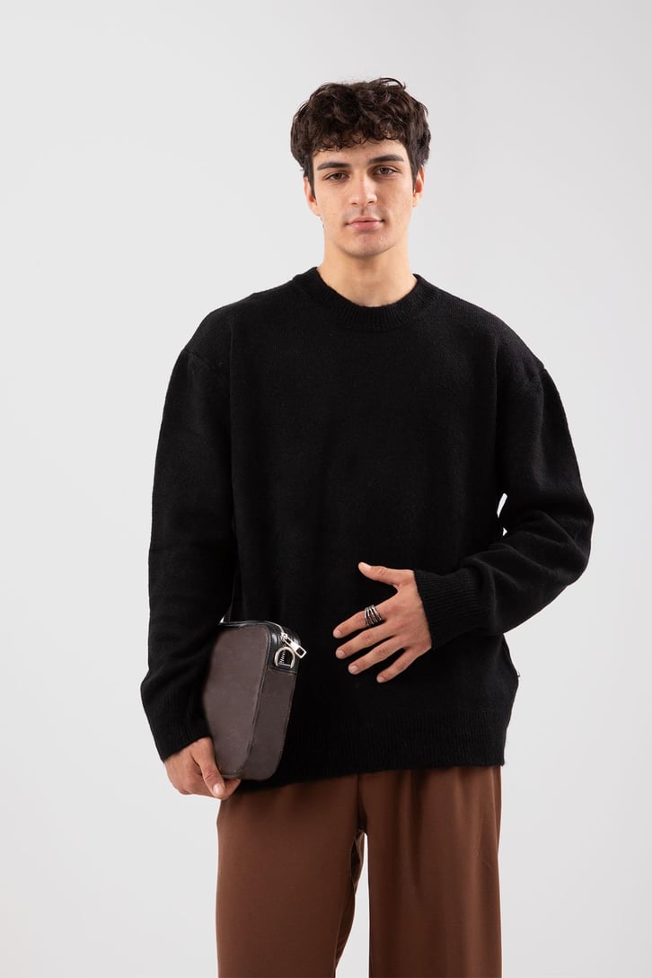 Basic Siyah Triko Kazak