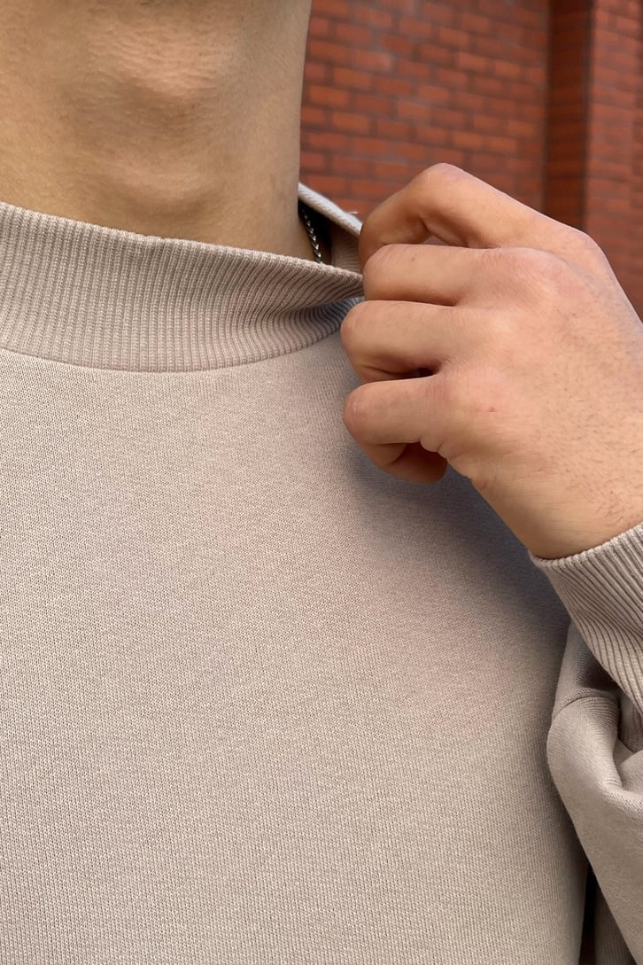 Basic Sütlü Kahve Oversize Sweatshirt