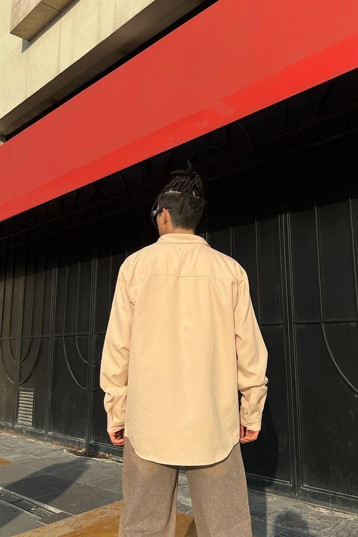 Basic Taş Rengi Uzun Kollu Gömlek