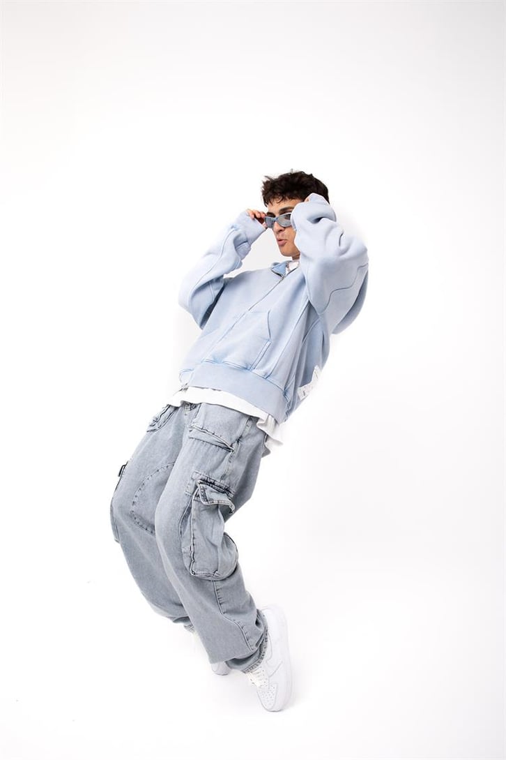 Basic Taş Rengi Zip Hoodie