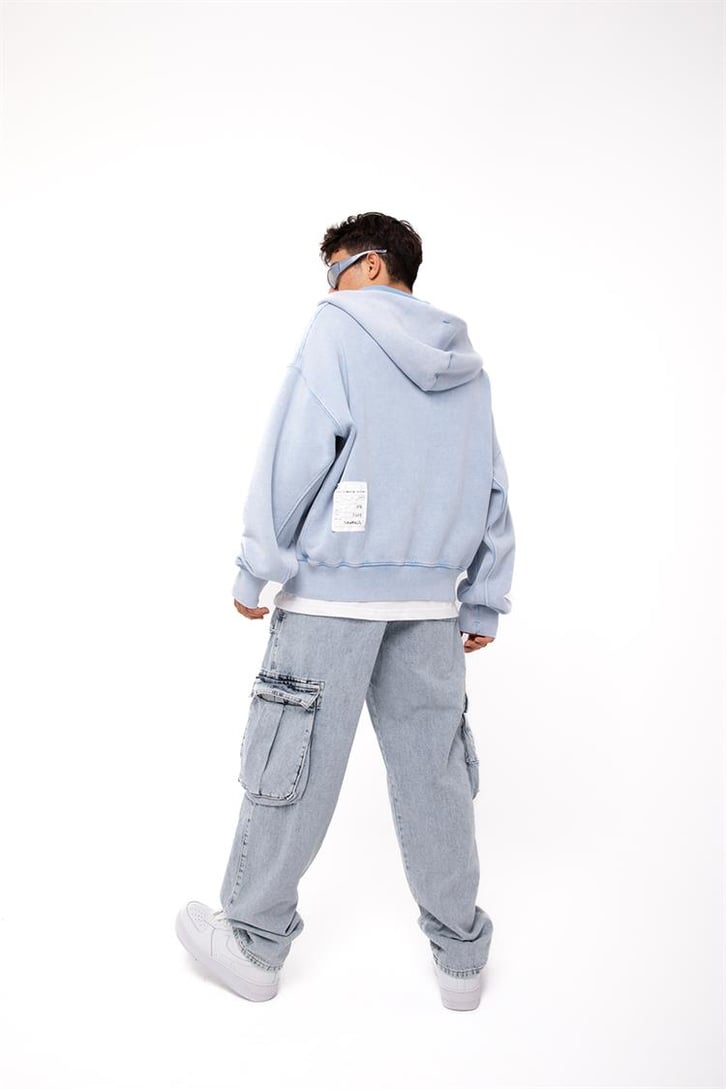 Basic Taş Rengi Zip Hoodie