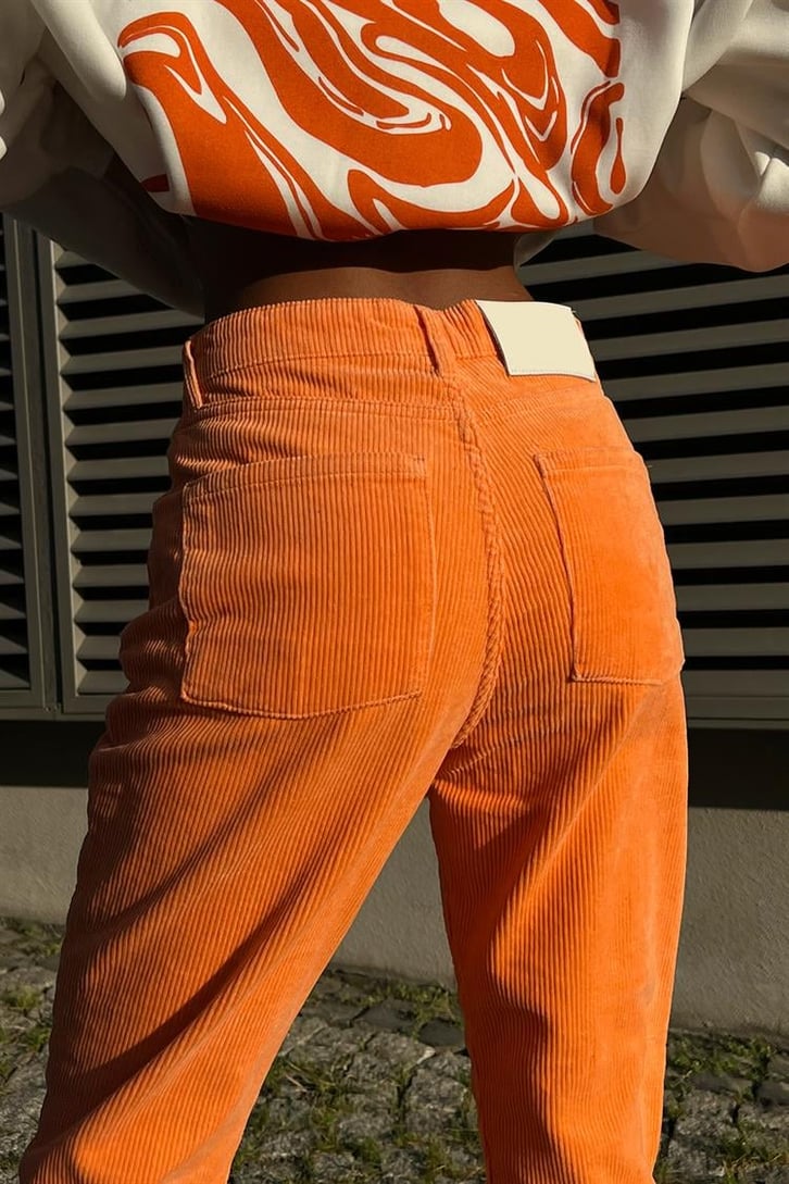 Basic Turuncu Kadife Pantolon