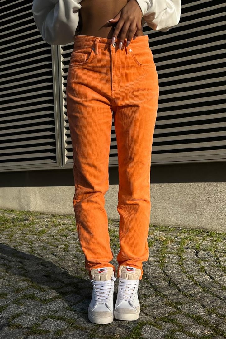 Basic Turuncu Kadife Pantolon