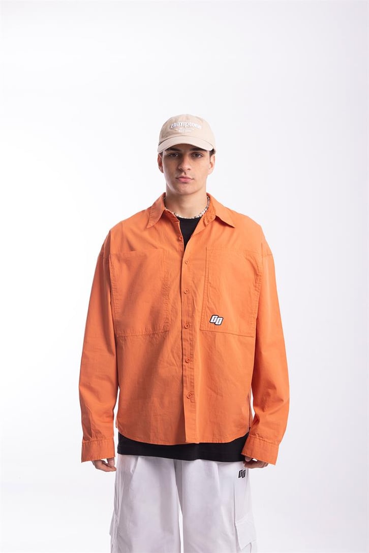 Basic Turuncu Uzun Kollu Poplin Gömlek