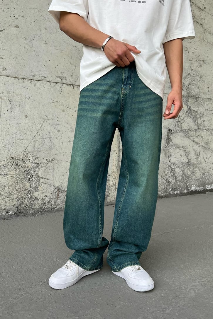 Basic Vintage Green Baggy Jean