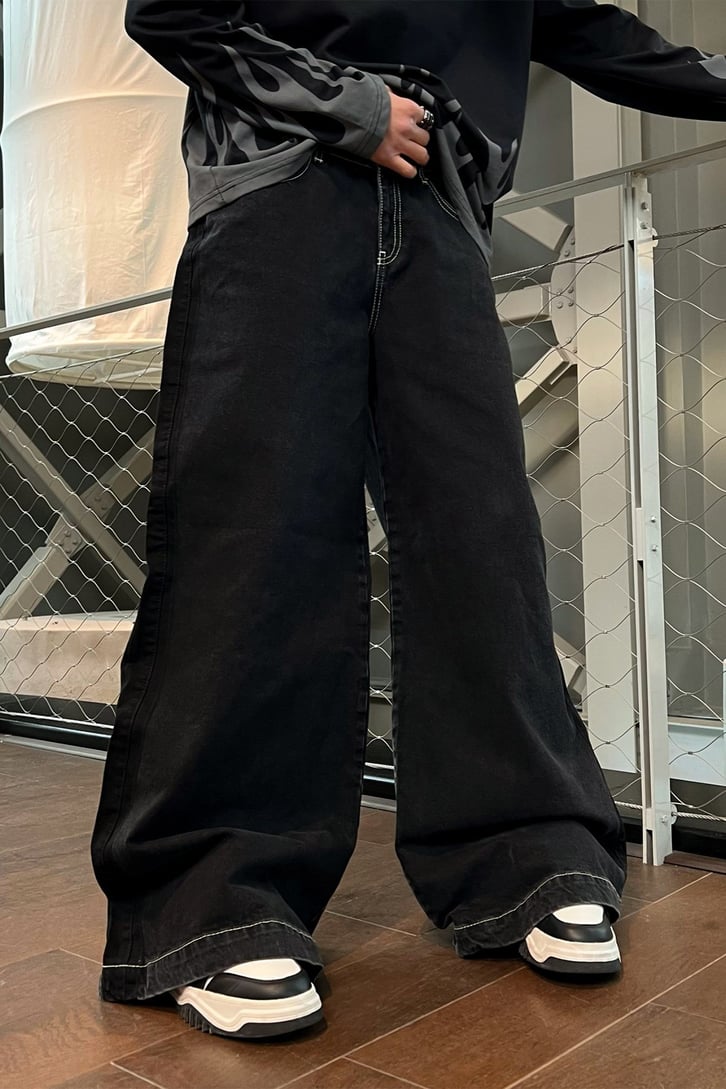 Basic Wide Leg Antrasit Baggy Jean