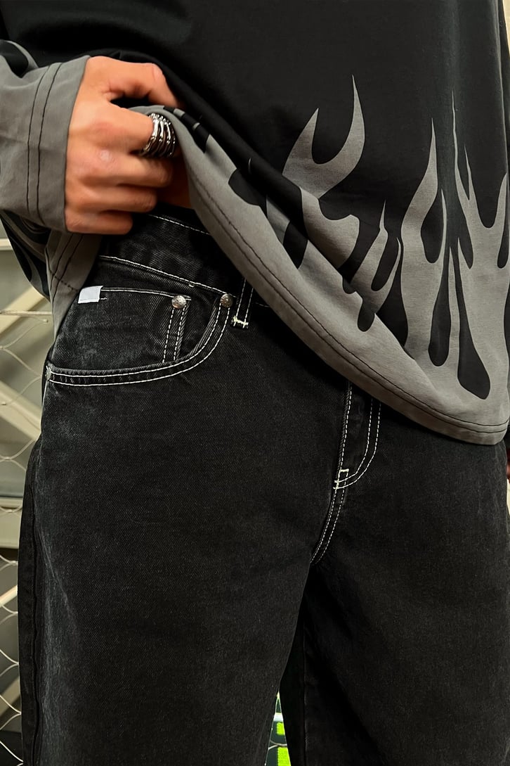 Basic Wide Leg Antrasit Baggy Jean