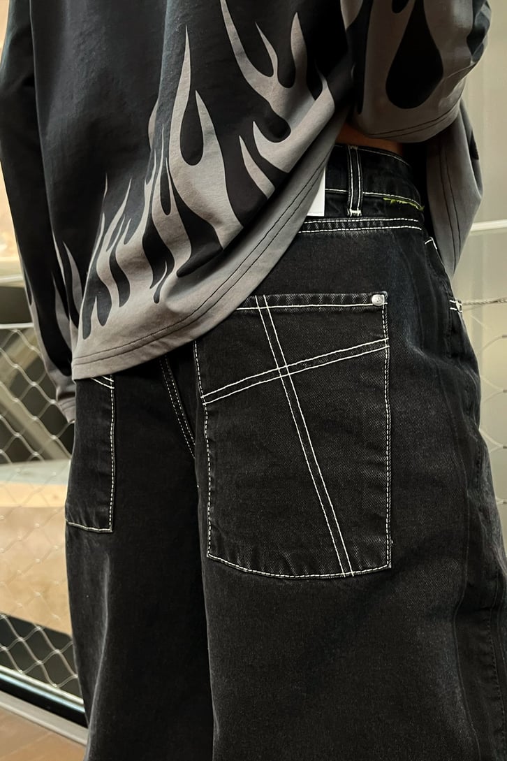 Basic Wide Leg Antrasit Baggy Jean