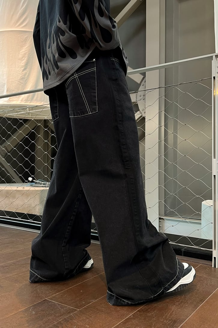 Basic Wide Leg Antrasit Baggy Jean
