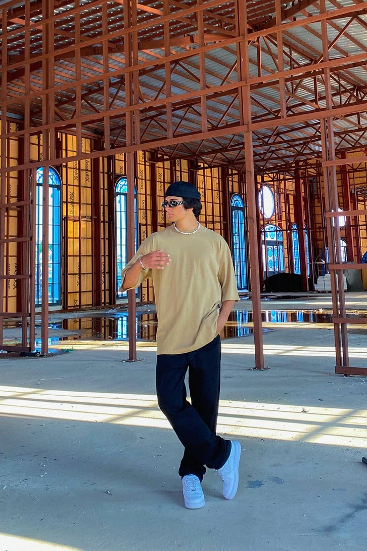 Basic Yağ Yeşili Oversize Tshirt
