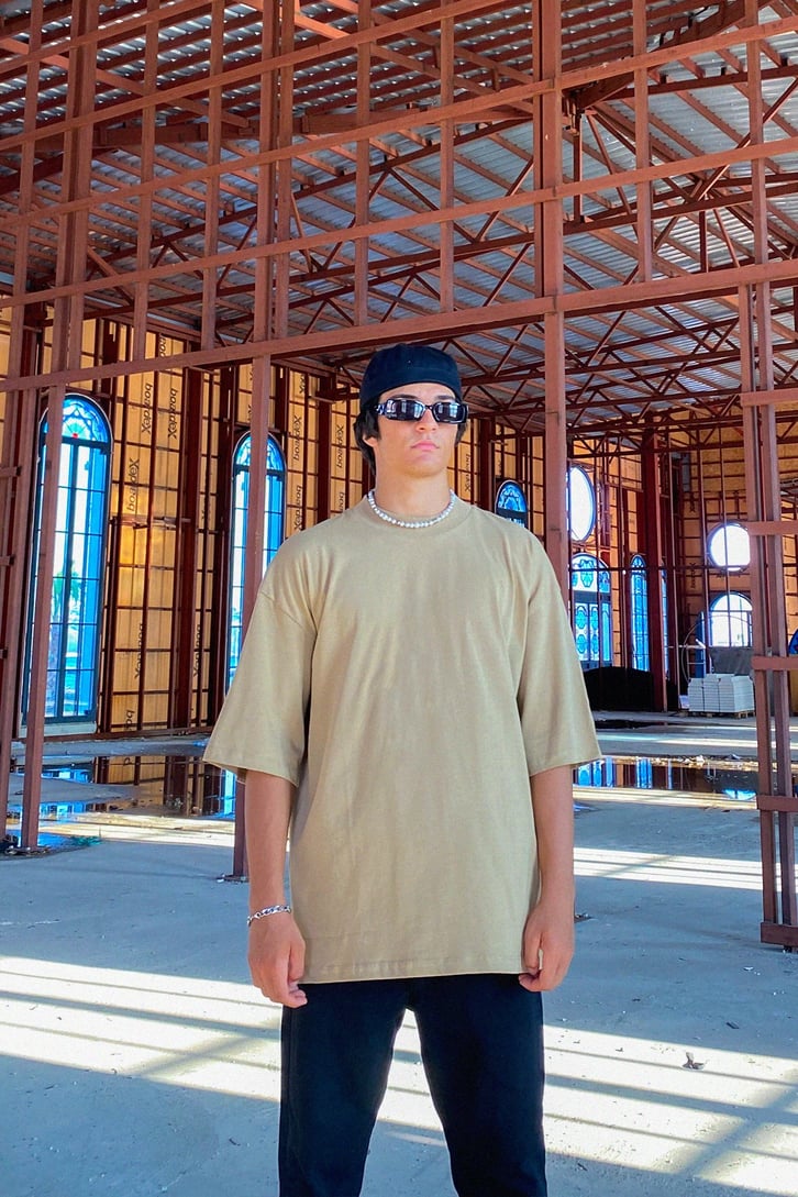 Basic Yağ Yeşili Oversize Tshirt