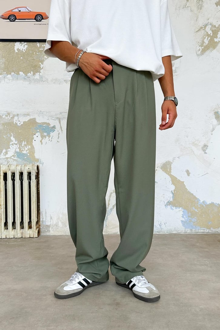 Basic Yeşil Kumaş Pantolon