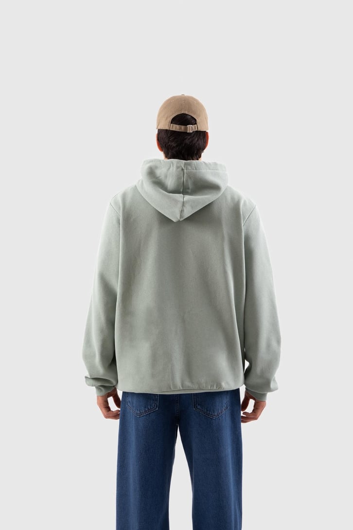 Basic Yeşil Oversize Hoodie