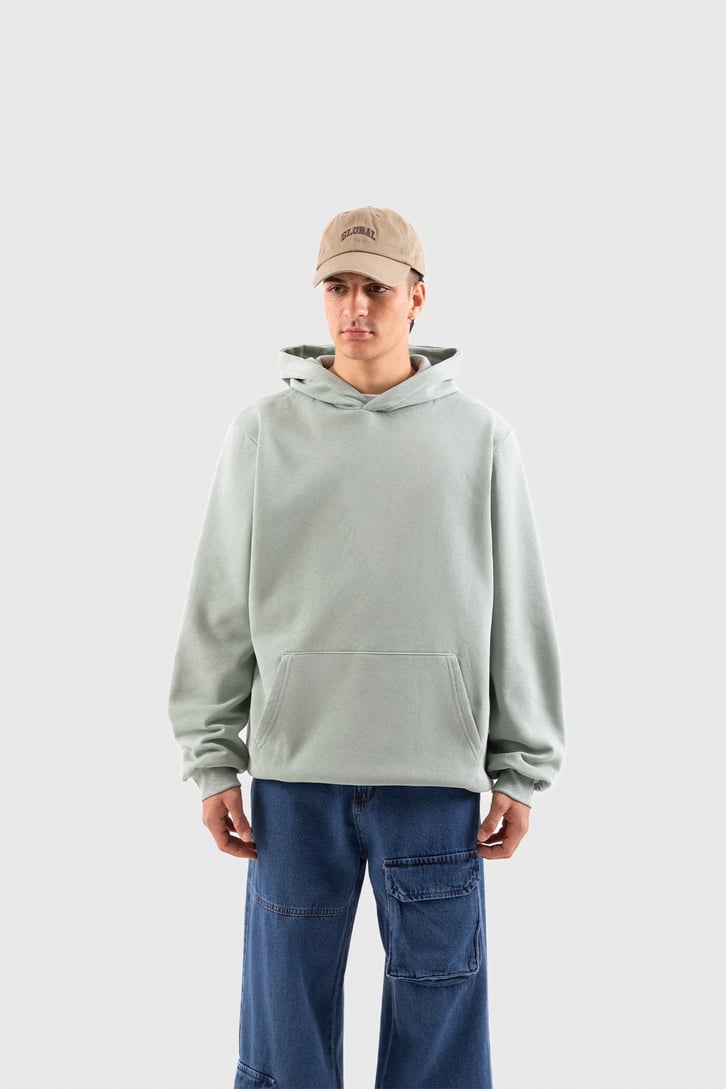 Basic Yeşil Oversize Hoodie