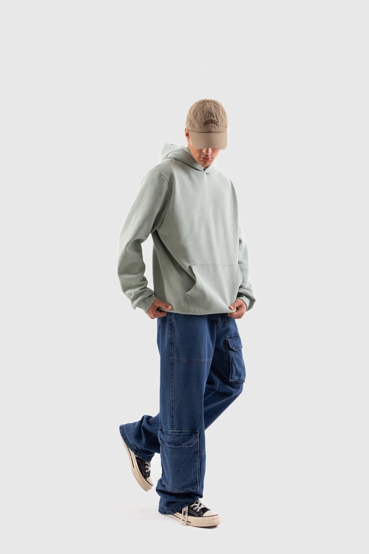 Basic Yeşil Oversize Hoodie