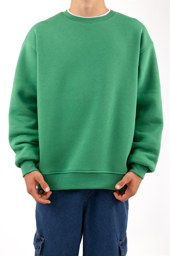Basic Yeşil Oversize Sweatshirt