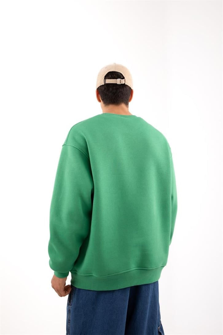 Basic Yeşil Oversize Sweatshirt