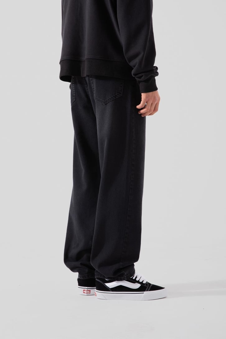 Basic Yıkamalı Siyah Baggy Pantolon