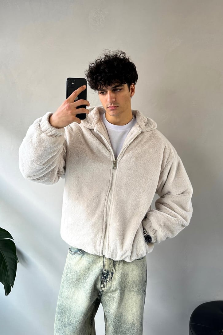 Basic Zip Oversize Peluş Ceket