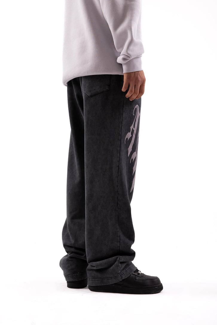 Baskılı Acid Wash Baggy Eşofman Altı
