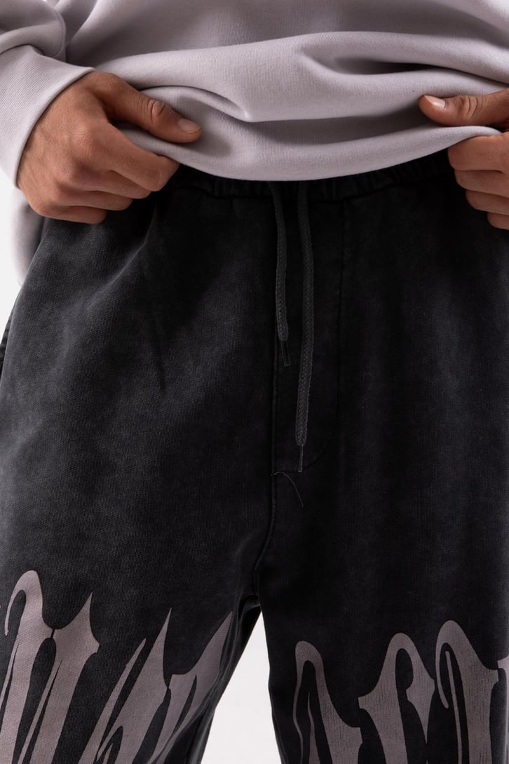 Baskılı Acid Wash Baggy Eşofman Altı