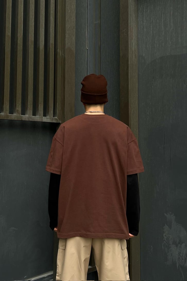 Baskılı Kahverengi Tshirt