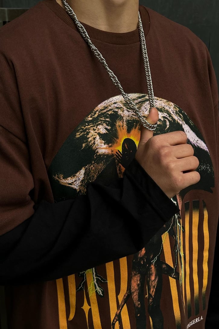 Baskılı Kahverengi Tshirt