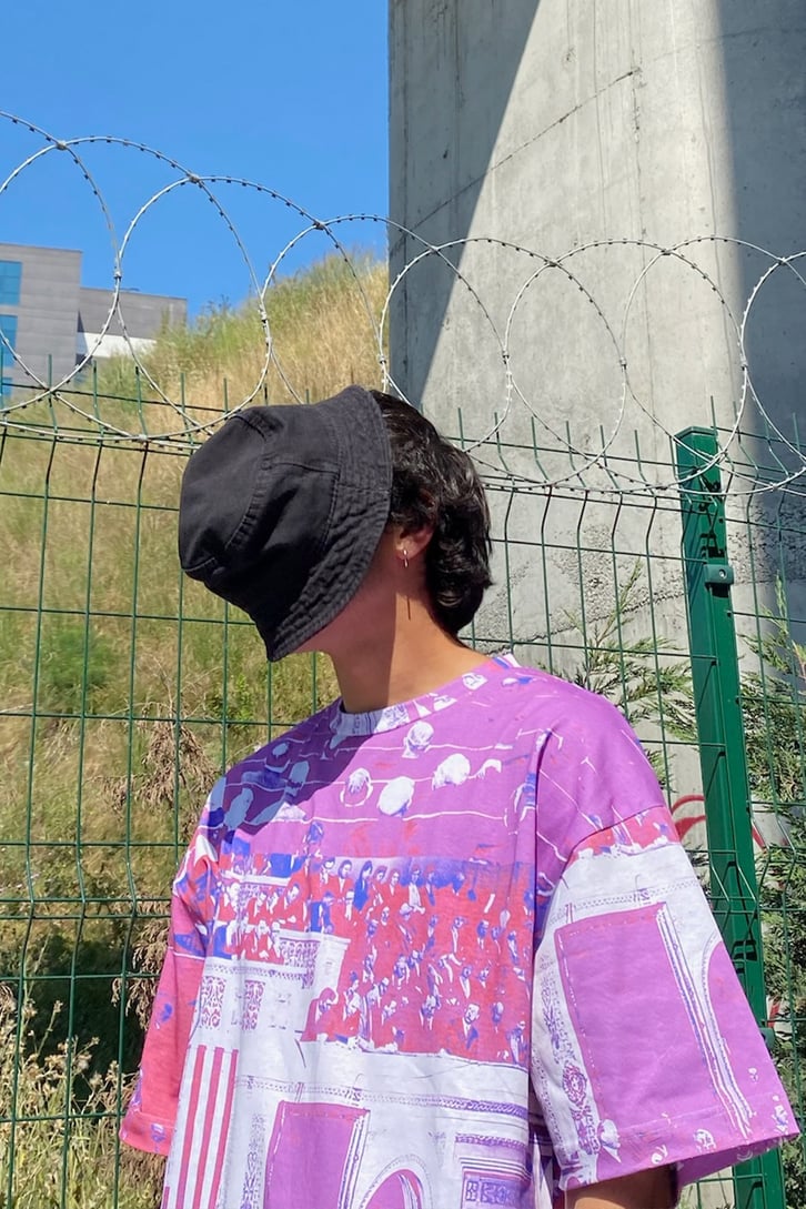 Baskılı Mor Oversize Tshirt