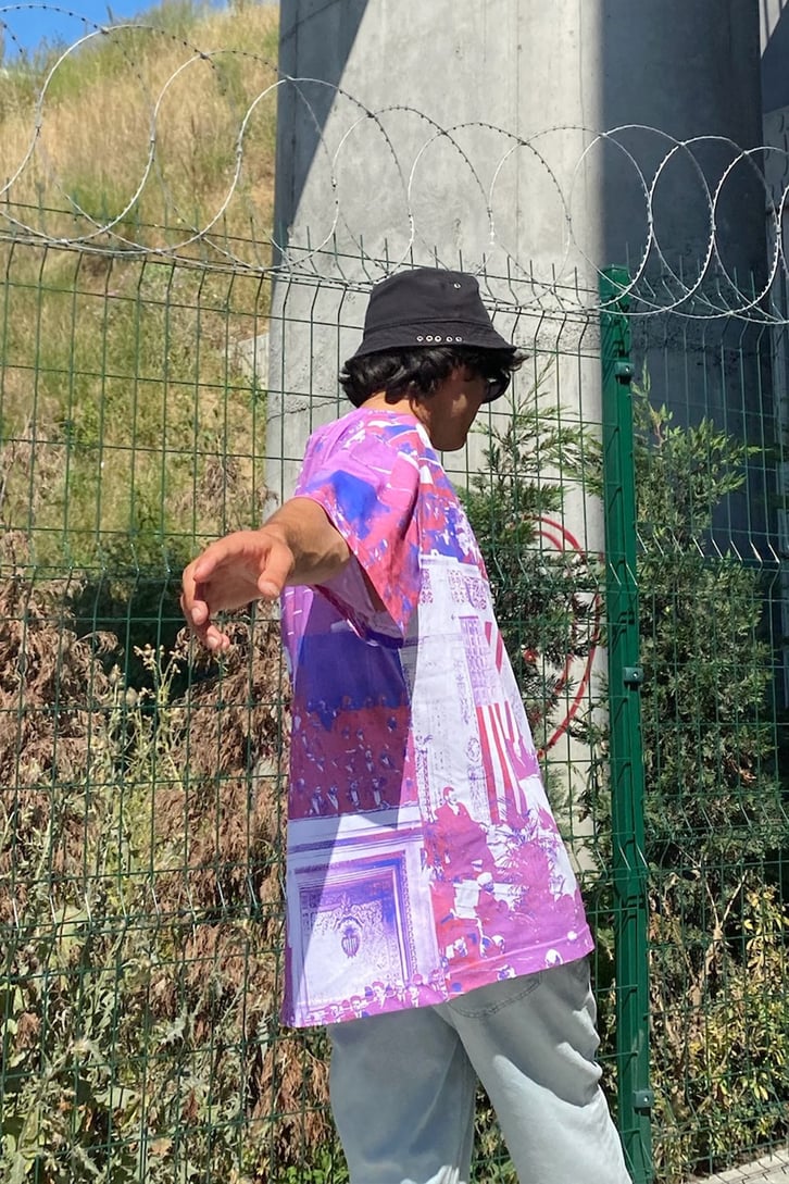 Baskılı Mor Oversize Tshirt