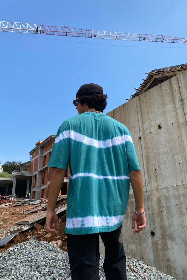 Batik Desen Petrol Yeşili Oversize Tshirt