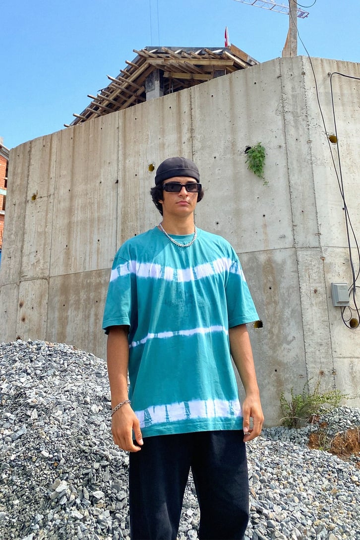 Batik Desen Petrol Yeşili Oversize Tshirt